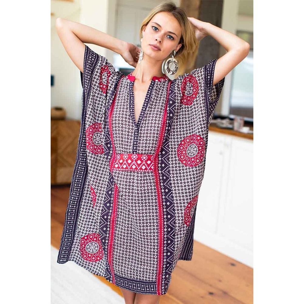 Emerson Fry India Collection Cotton Kaftan Swim Coverup Boho Resort Coastal